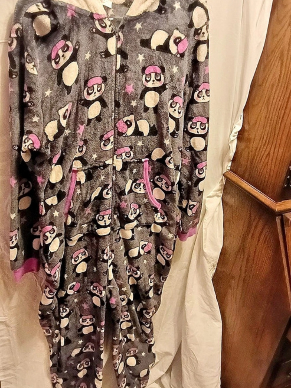 Holiday Time Penguin Hooded One-Piece Pajamas Women's Size xl